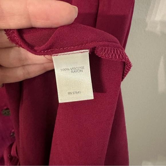 J. Jill Magenta Sleeveless V-Neck Lapel Collar Button Front Midi Dress Sz M GUC - Picture 6 of 9